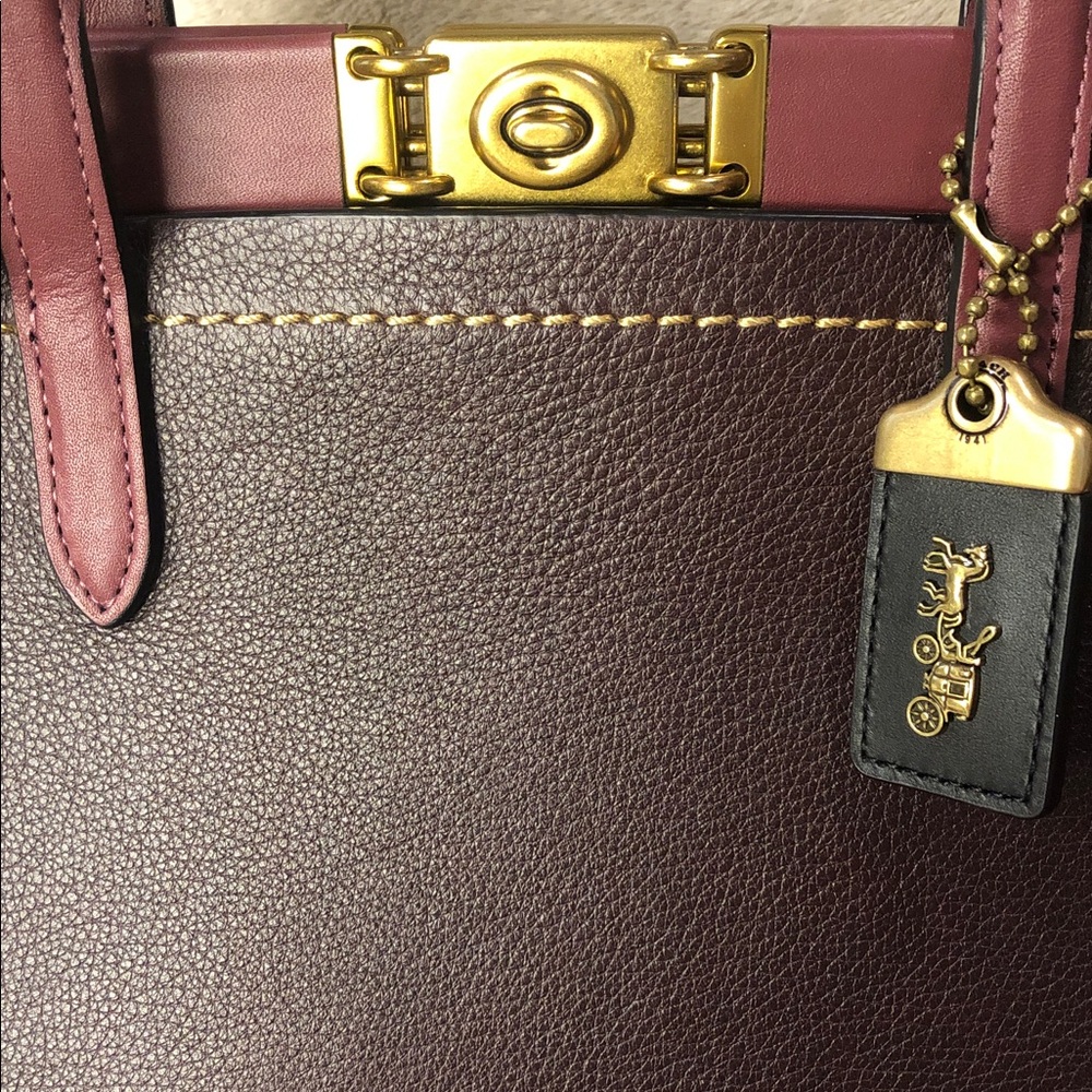 COACH 1941 Troupe Tote Colorblock in Vintage Mauve Brown Burgundy Satchel - Picture 13 of 17